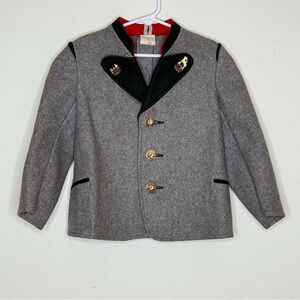 Vintage Grey Wool Child’s Jacket Bavarian Alps Germany Tegernsee
